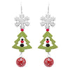 Whimsical Christmas Holiday Themed Fun Glitter Christmas Tree Snowflake Extra Long Shoulder Duster Dangle Earrings, 5"