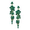 Crystal Rhinestone Long Bubble Dangle Statement Earrings (Emerald Green Gold Tone)