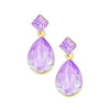 Opalescent Glass Crystal Square Teardrop Dangle Earrings (Purple)