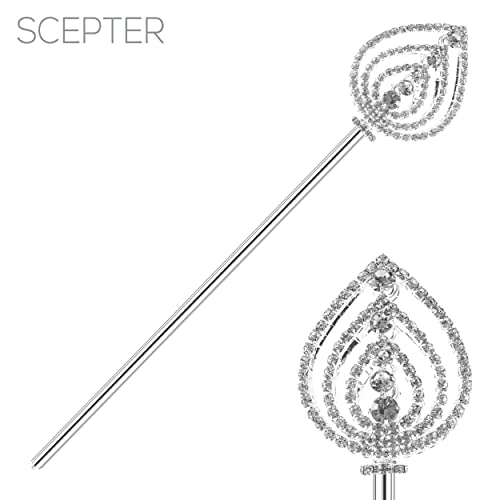 Rosemarie Collections Stunning And Magical Crystal Rhinestone Royal Scepter Fairy Princess Costume Wands (Triple Arrow Silver Tone 15.5")