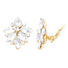 Rosemarie & Jubalee Women's Brilliant Crystal Rhinestone Marquis Floral Cluster Clip On Earrings, 1" (Gold Tone)