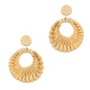 Beach Vibes Natural Rattan Wicker And Textured Gold Tone Dangle Hoop Earrings, 2.5"