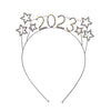 Sparkly Crystal Rhinestones 2023 New Year's Headband Tiara Decoration (2023 AB Crystal Silver Tone)