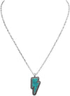 Western Style Lightning Bolt With Colorful Semi Precious Natural Howlite Stone Pendant Necklace, 18"+3" Extender (Turquoise Blue Stone)