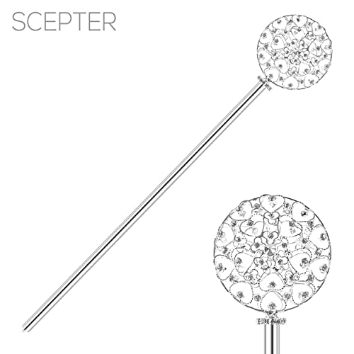 Rosemarie Collections Stunning And Magical Crystal Rhinestone Royal Scepter Fairy Princess Costume Wands (Dainty Hearts Silver Tone 16")