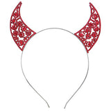Rosemarie Collections Women's Spooktacularly Fun Devil Horns Decorative Red Crystal Rhinestone Halloween Headband (Devil Scroll)