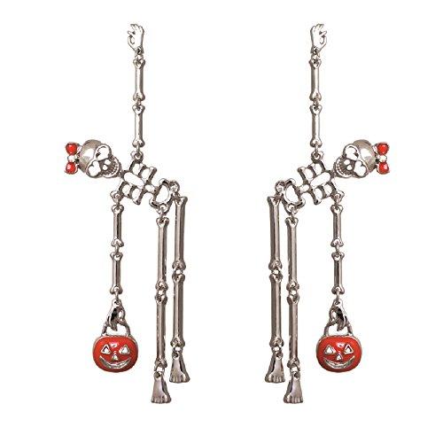 Spooktacular Dancing Skeletons Halloween Earrings Silver Tone (Silver Tone)