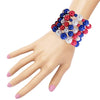 Stacking Set of 5 Statement Stretch Beaded Simulated Pearl Bracelet, 6.75" (Red White & Blue USA Mix)