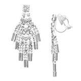 Long Bead and Crystal Fringe Clip On Earrings