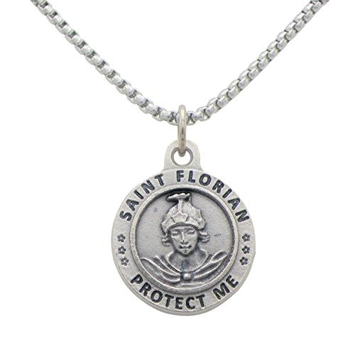 St Florian Pendant Necklace "Patron Saint of Firefighters"