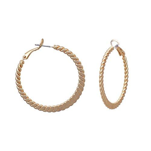 Rosemarie Collections Hypoallergenic Twisted Hoop Earrings 40mm (Gold)