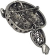 Vintage Style Metal Filigree With Crystal Accents Hootiful Wise Owl Brooch With Pendant Loop, 2.5" (Aged Silver Tone)