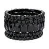 Stunning Statement Set Of 5 Colorful Crystal Rhinestone Stretch Bracelets, 6.75" (Jet Black Crystal Hematite Tone)