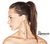 Stunning Crystal Rhinestone Triple Strand Shoulder Duster Hypoallergenic Post Earrings, 3.5"