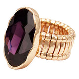 Rosemarie & Jubalee Women's Statement Oval Crystal Stretch Cocktail Ring (Purple Crystal Gold Tone)
