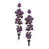 Crystal Rhinestone Bubble Dangle Statement Earrings, 3.25" (Dark Purple Gold Tone)