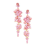 Crystal Rhinestone Bubble Dangle Statement Earrings 3.25 Inches (Light Pink Gold Tone)