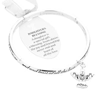 Precious Daughter's Blessing Stretch Bangle Silver Tone Bracelet with Angel Charm