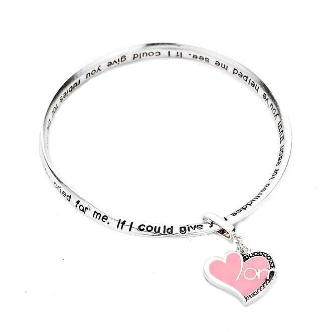 Mother "If I Could Give You Diamonds" Twist Bangle Dangle Charm Bracelet