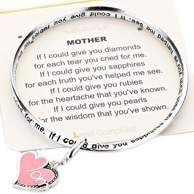 Mother "If I Could Give You Diamonds" Twist Bangle Dangle Charm Bracelet