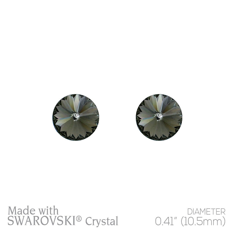 Stunning Hypoallergenic Post Back Earrings Made with Swarovski Crystals (10mm, Black Diamond)