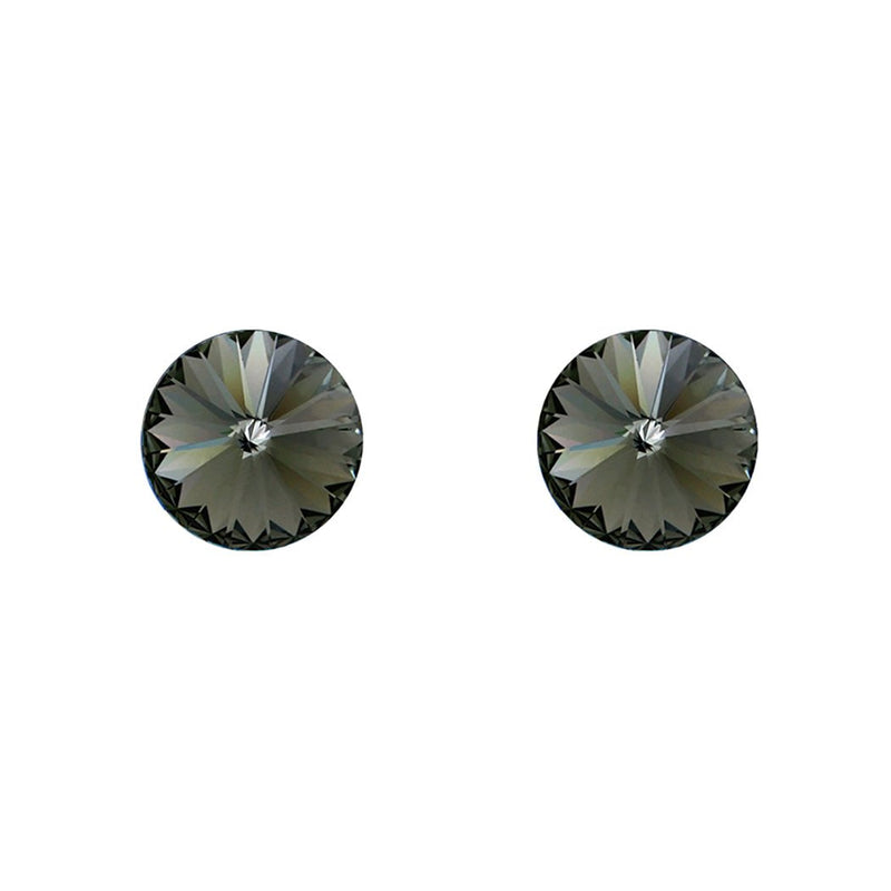 Stunning Hypoallergenic Post Back Earrings Made with Swarovski Crystals (10mm, Black Diamond)