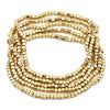 Chic Set Of 5 Seed Bead Nugget Stretch Bracelet, 6.75" (Matte Gold Tone)