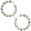 Dazzling Statement Size Crystal Rhinestone Station Hoop Earrings With Hypoallergenic Post And Lever Back , 3" (AB Crystal Gold Tone)