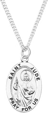 Sterling Silver Medal Pendant And Curb Chain Necklace, 24" (Saint Jude)