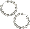 Dazzling Statement Size Crystal Rhinestone Station Hoop Earrings With Hypoallergenic Post And Lever Back , 3" (Clear Crystal Silver Tone)