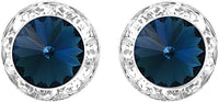 Timeless Classic Hypoallergenic Post Back Halo Earrings Made With Swarovski Crystals, 15mm-20mm (15mm, Montana Blue Silver Tone)