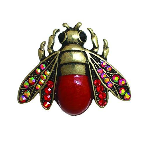 Beautiful Radiant Red Bug Fly Rhinestone Brooch Pin