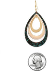 Chic Hammered Metal Geometric Triple Hoop Dangle Earrings, 2.25" (Patina And Polished Gold)