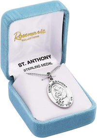 Sterling Silver Medal Pendant And Curb Chain Necklace, 24" (Saint Anthony)