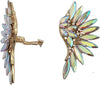 Stunning Marquis Crystal Wing Dramatic Clip On Style Earrings, 2.25" (AB Crystal Gold Tone)