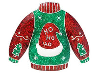 Colorful Glitter Enamel Christmas Holiday Brooch, 2" (Ugly Christmas Sweater)