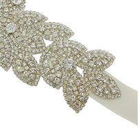 Women's Stunning Ivory Ribbon With Crystal Rhinestone Bridal Sash Belt (Ivory Ribbon Crystal Floral 80")