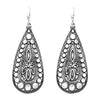 Statement Western Chic Burnished Silver Tone Tailored Teardrop Concho Dangle Earrings, 2"