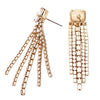 Sparkling Baguette Crystal Rhinestone Fringe Hypoallergenic Post Earrings (4.25", Gold Tone Clear Crystal)