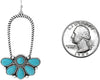 Chic Western Style Burnished Silver Tone Textured Rope With Semi Precious Howlite Stone Earrings, 2.62" (Brown Turquoise And Natural White)