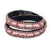 Stunning Baguette Crystal Double Wrap Magnetic Clasp Bracelet, 14.5" Light Pink