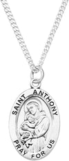 Sterling Silver Medal Pendant And Curb Chain Necklace, 24" (Saint Anthony)