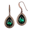 Long Dangle Teardrop Crystal Rhinestone Statement Green Earrings