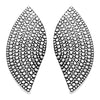 Chic Burnished Metal Textured Caviar Clip On Style Earrings, 2.25" (Silver Tone)