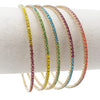 Dainty Multi-Colored Rainbow Crystal Rhinestone Flexible Wire Bangle Bracelets Set of 5, 8"
