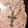 Stunning Vintage Vibes Crystal Rhinestone Christian Cross Pendant Necklace Earrings Set, 18"+3" Extender (AB And Clear Crystal Silver Tone)