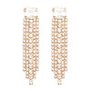 Sparkling Baguette Crystal Rhinestone Fringe Hypoallergenic Post Earrings (4.25", Gold Tone Clear Crystal)