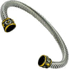 Chic Stainless Steel Twisted Cable Wire Stackable Designer Cuff With Two Tone Celtic Ends Bangle Bracelet, 6.5"