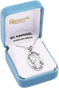 Sterling Silver Medal Pendant And Curb Chain Necklace, 24" (Saint Raphael)