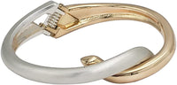 Chic And Stunning Two Tone Metal Stackable Hinged Cuff Bangle Bracelet, 6.75"